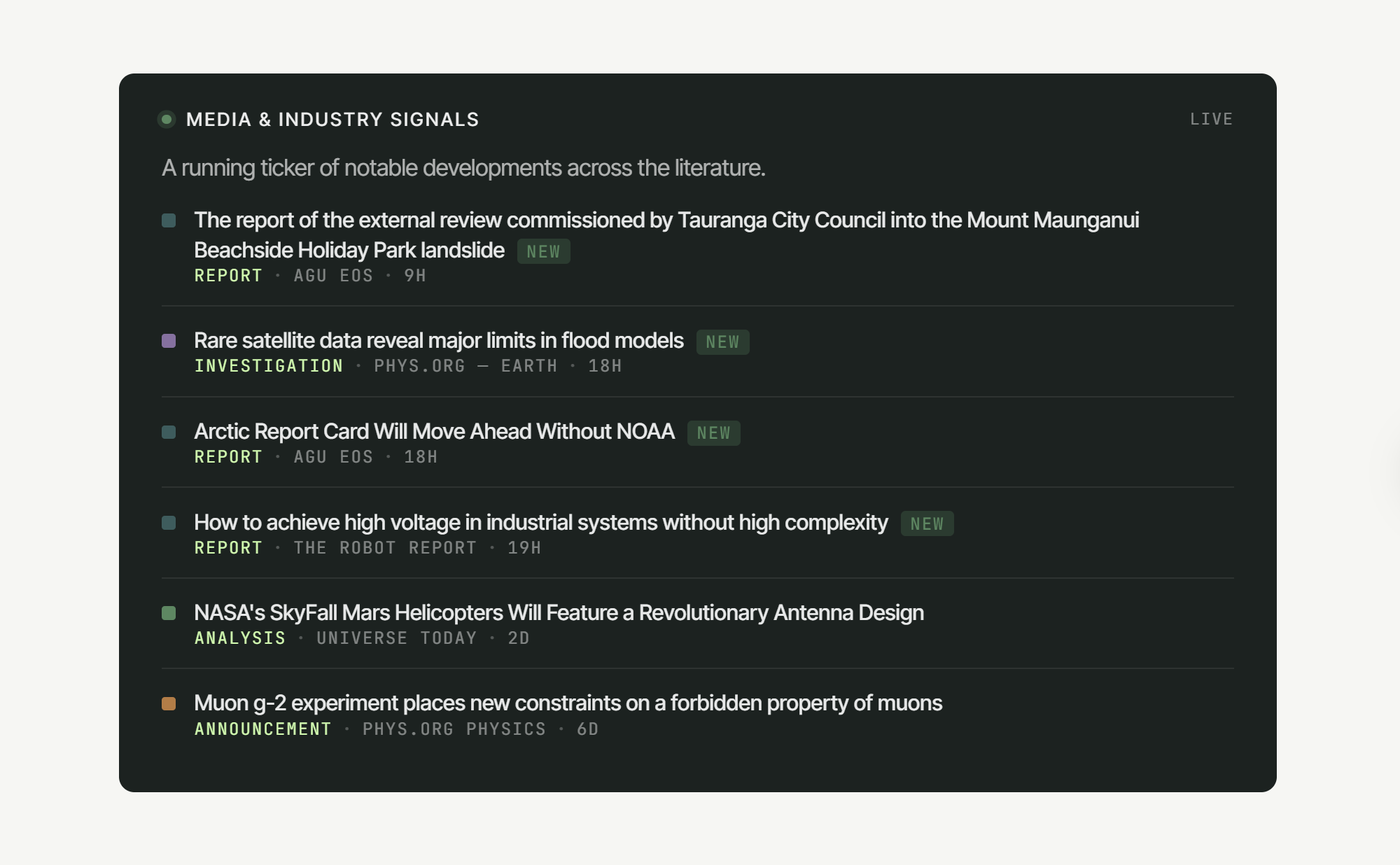 Media & Industry Signals — a running ticker of notable developments across scientific and industry reporting